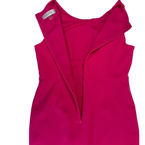 Kasper Hot Pink Sheath Dress 4P Sleeveless Petite Fit Button Front Slit - Picture 7 of 10